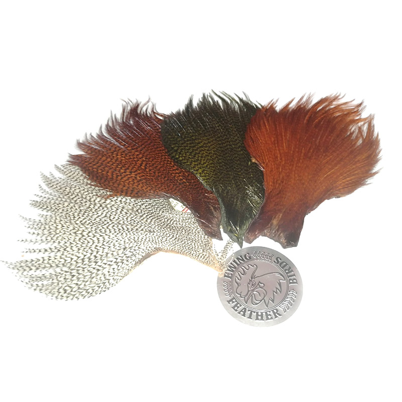 Kohoutí skalp Ewing Neck Tip Dyed Over White - Medium Dun