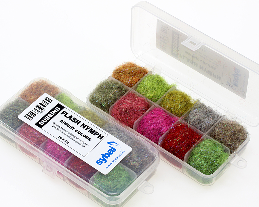 Sybai Flash Nymph Dubbing Box Bright Colors