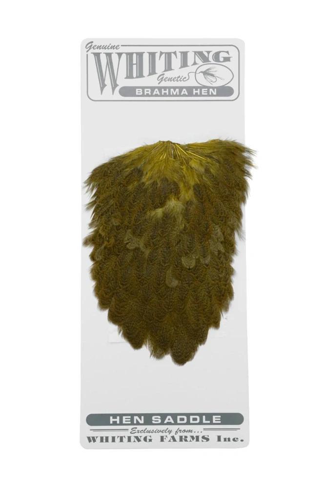 Sedlový skalp slepice Whiting Brahma Hen Saddle Speckled dyed Golden Olive