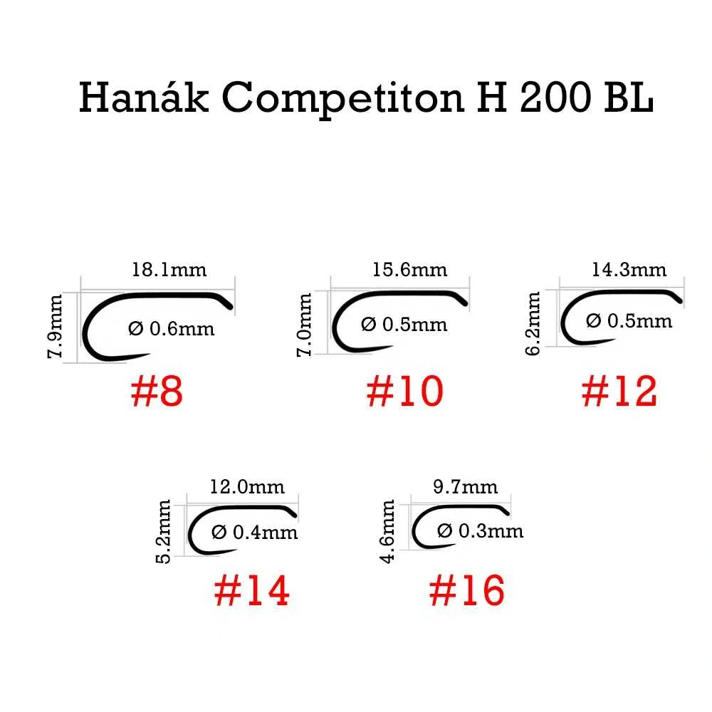 Muškařské háčky Hanák H 200 BL vel. 16