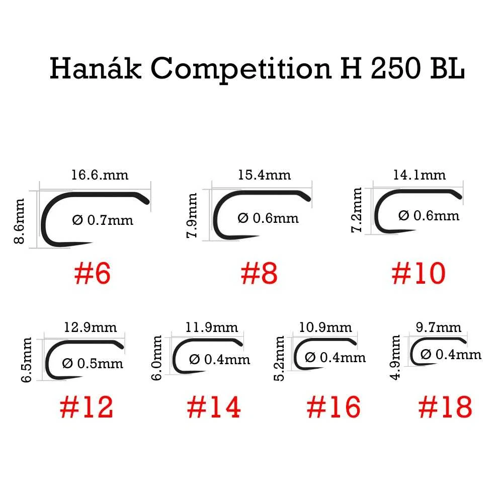 Muškařské háčky Hanák H 250 BL vel. 6
