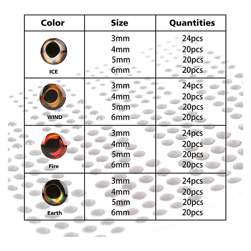 3D holografické oči 3-6mm, 336ks