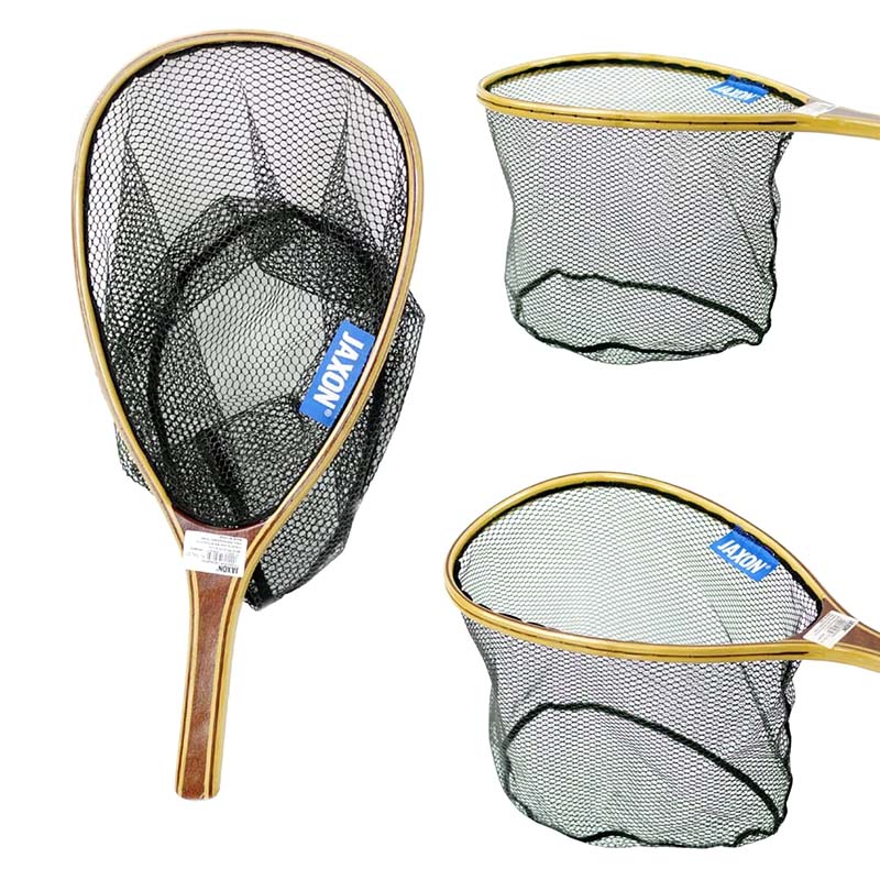 Dřevěný muškařský podběrák na pstruhy Jaxon Classic Trout Rubber