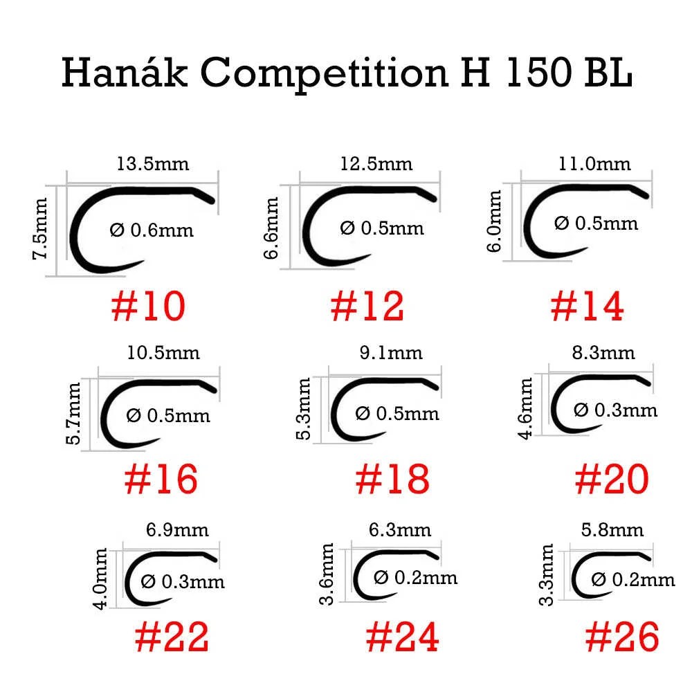 Muškařské háčky Hanák H 150 BL Dry & Wet vel. 10