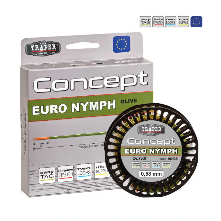 Muškařská šňůra nymfovací Traper Concept Euro Nymph Olive/Orange