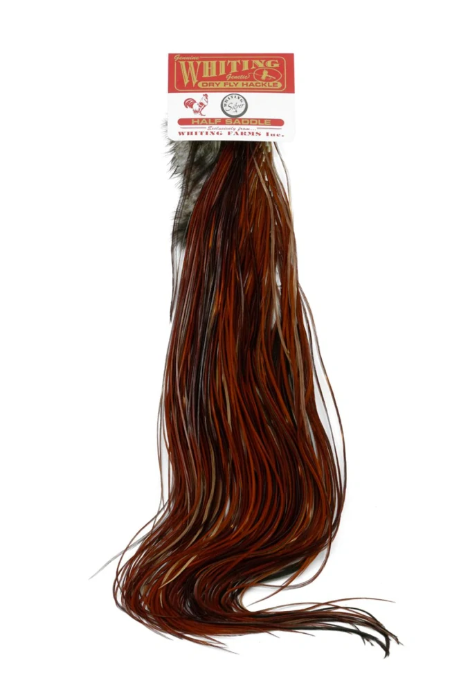 Kohoutí sedlový skalp Whiting Silver 1/2 Saddle Brown