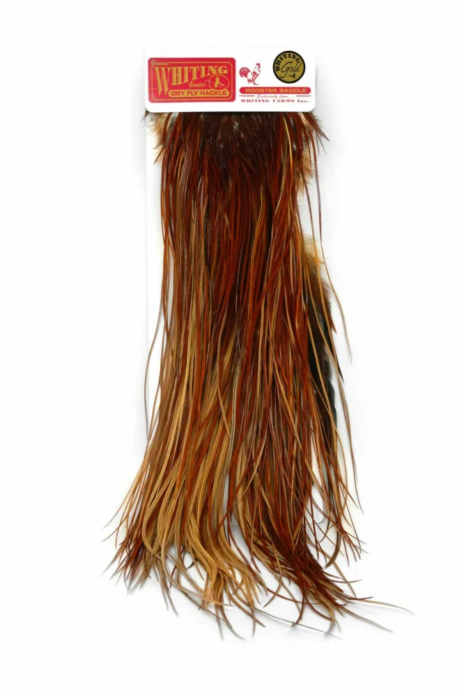Kohoutí sedlový skalp Whiting Gold Saddle Brown