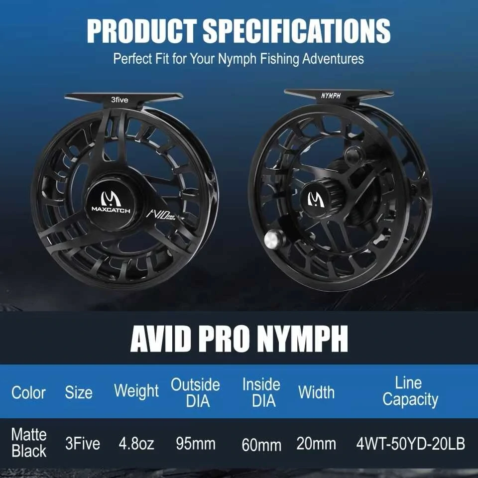 Muškařský naviják Maxcatch AVID PRO NYMPH Black 3/5